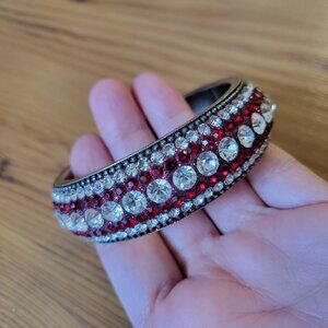 Red Rhinestone Bangle Bracelet